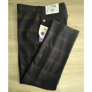 Tayion Collection Men's 32x30 Dress Pant Wool Blend Navy Burgundy NEW